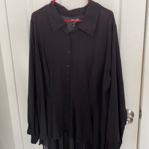 High Low Black Button Top